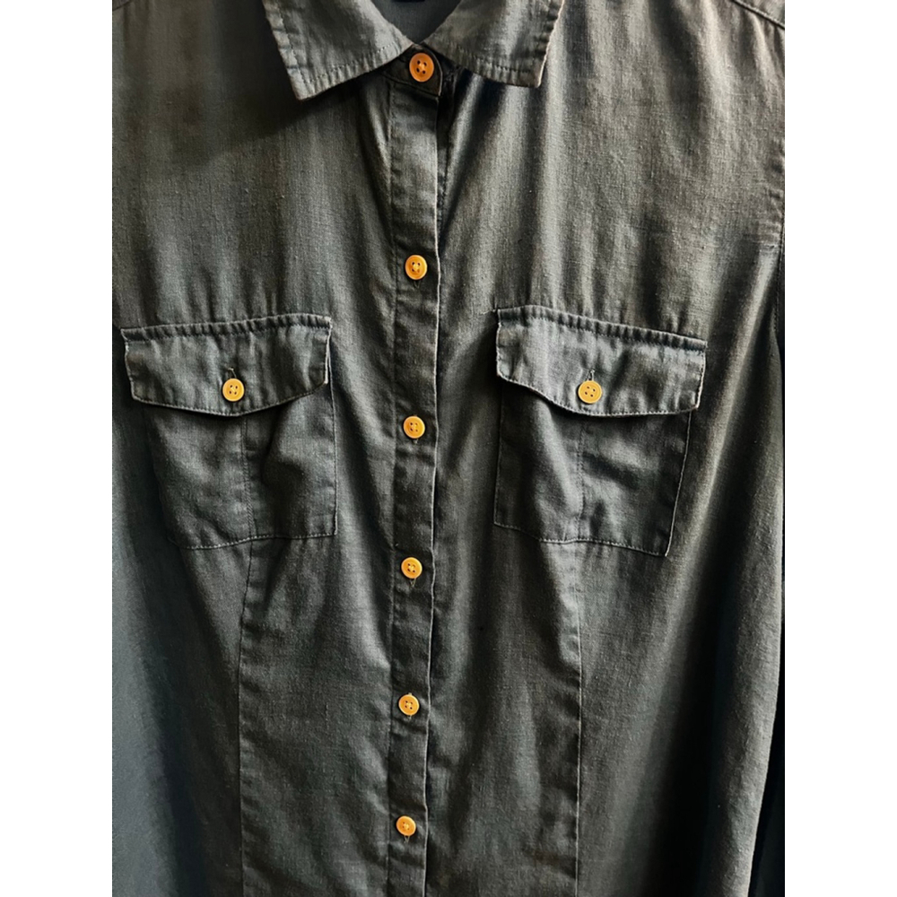 J.JILL~ Women’s Teal 100% Love Linen Button Down Shirt~XS~ Runs Big~ - Picture 6 of 10